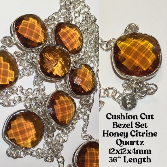 3x Honey Citrine Garnet Quartz BIWA Pearl Necklace - Picture 3 of 11